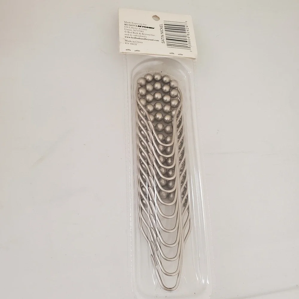 Bed Bath & Beyond Ultimate Luxury 12 Shower Curtain Rings Hooks Satin Nickel